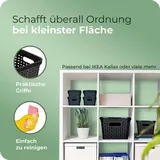 Novaliv 6er Set Aufbewahrungsboxen mit Deckel Groß 14L Korb Schwarz in Rattan Design Lebensmittelecht Aufbewahrungskorb Stapelboxen Nestbar