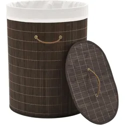 vidaXL Bambus-Wäschekorb Oval Dunkelbraun