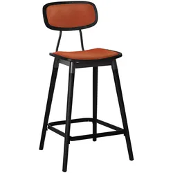 Natalia | Bistro Holz Barhocker | Sitz Samt | Orange