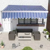 Gelenkarmmarkise 350x300cm Blau/Weiß einziehbare Sonnenmarkise Markise Sonnenschutz Balkonmarkise Gelenkarm Sonnenschutz - Blau/Weiß