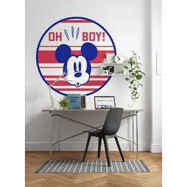 KOMAR Wandtattoo selbstklebendes Vlies - Mickey Oh Boy - Größe 125 x 125 cm (1 St), Künstler: Disney, rund und selbstklebend blau|rot