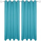Bestgoodies Dekoschal Ellen Ösen Blickdicht 2er Pack - 140x245 cm x 245 cm Türkis