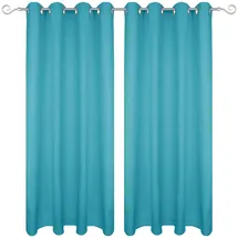 Bestgoodies Dekoschal Ellen Ösen Blickdicht 2er Pack - 140x245 cm x 245 cm Türkis