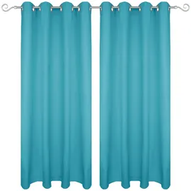 Bestgoodies Dekoschal Ellen Ösen Blickdicht 2er Pack - 140x245 cm x 245 cm Türkis
