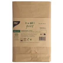 Papstar Kompostsäcke aus Papier pure 60 l 85 cm x 55 cm x 23 cm braun , 2-lagig