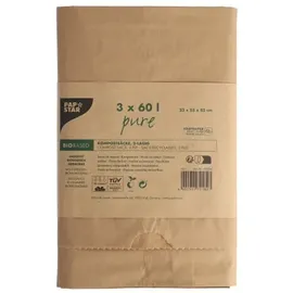 Papstar Kompostsäcke aus Papier pure 60 l 85 cm x 55 cm x 23 cm braun , 2-lagig