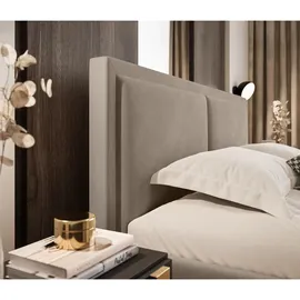FEDVE Polsterbett, Hellbraun, Textil, 140x200 cm, Schlafzimmer, Betten, Polsterbetten