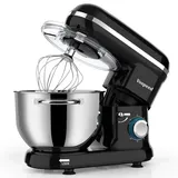 Küchenmaschine Knetmaschine zum Backen, Vospeed 1500W 6 Geschwindigkeit Elektrischer Küchenmixer mit 6.2QT Schüssel, Rührbesen, Haken, Schneebesen, Eiertrenner (Schwarz)