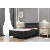 Fun Möbel Boxspringbett Schlafzimmerbett ESME 180x200cm in Stoff Riviera Graphit - Grau