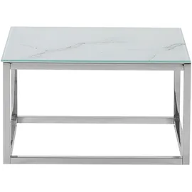Beliani Brea Weiß/Silber Edelstahl 60 x 60 x 35 cm