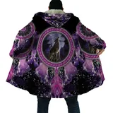 Generisch Wikinger Umhang Mit Kapuze Herren,Bohemia Umhang Mit Ärmeln Für Männer, Sherpa Fleece Winter Mantel Herren Lang,Wolf and Dragon Decken Kuscheldecke Mit Ärmeln,3XL