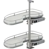 Karussell Eckschrank Cornerstone Maxx Set Planero - Schrankauszug Küche - Moderner Organizer Für Den Eckschrank, Kb 800mm Fb 400mm Links, Stahl/holz Silber/hellgrau - Vauth-sagel