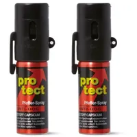 2 Stück Pfefferspray PROTECT Anti-Dog Breitstrahl 15ml KO Spray mit seitlichem Clip Abwehrspray zur Selbstverteidigung Reizstoffspray extra stark (2X 15ml Breitstrahl)