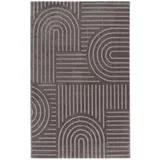 tesso living Kurzflor Teppich, Wohnzimmer, Boho Geometrisch - Grau, - 120cm x 160cm - Moderner Superweicher Teppich