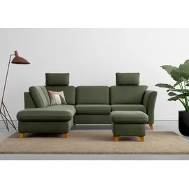 Home Affaire Ecksofa HOME AFFAIRE "Trelleborg L-Form", grün (olive), B:252cm H:86cm T:213cm, 95% Polyester, 5% Polyamid, Sofas, Ecksofa, wahlweise mit Bettfunktion und Bettkasten, inkl. Federkern-Polsterung