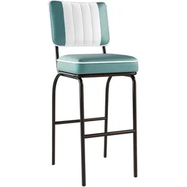 GGM Möbel Diner Barhocker 80 cm Leder/Taupe/Türkis