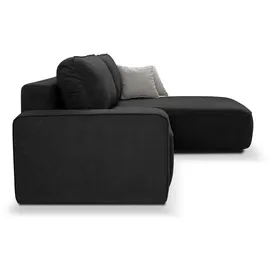 beautysofa Ecksofa TORRE - Recht seite Eckcouch L-Form mit Schlaffunktion & Bettkasten - Schwarz (Velo637) - Schwarz