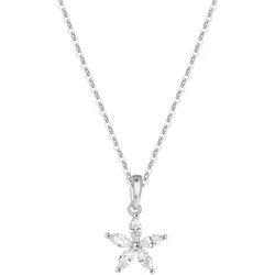 Hey Happiness Zierliche Kette mit Blume-Anhänger, 925er Sterlingsilber Silber Damen 