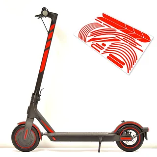 m2medien Aufkleber-Set (30-teilig) Sticker-Set auf 35x24cm Bogen geeignet für Xiaomi Mi Scooter 1S Pro 2 E-Scooter (Neon-Rot (Rotorange))