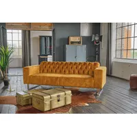 KAWOLA Sofa NILO 3-Sitzer Velvet Vintage gold