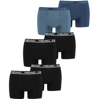 HEAD Herren Boxershort Basic Boxer 4er 6er 8er Multipack in S Schwarz 005 &  Blau Heaven 003