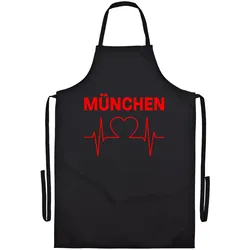 multifanshop Grillschürze - München rot - Herzschlag - Druck rot - Schürze