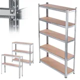 Kadax Metallregal, Kellerregal aus Metall, Silber, 180 x 90 x 30 cm