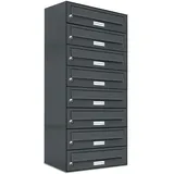 AL Briefkastensysteme 8er Premium Briefkasten Anthrazit inkl. Zeitungsfach