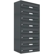 AL Briefkastensysteme 8er Premium Briefkasten Anthrazit inkl. Zeitungsfach