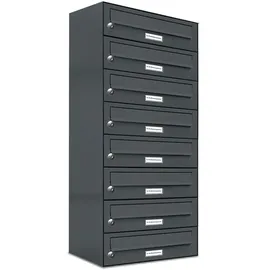 AL Briefkastensysteme 8er Premium Briefkasten Anthrazit inkl. Zeitungsfach