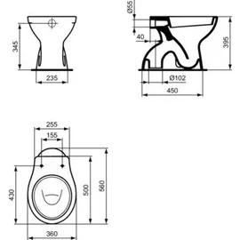 Ideal Standard Eurovit Stand-WC mit WC-Sitz Weiß