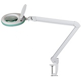 Lumeno LED Lupenleuchte 7218GN Lupenlampe mit 127 mm Echtglaslinse, Arbeitsplatzlampe, Kosmetiklampe, geeignet für Kosmetik, Bastler, Lesehilfe Vergrößerungslampe, 8 Dioptrien grün