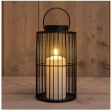 Spetebo - Metall Laterne mit LED Kerze mit Timer für Außen und Innen - 26 x 15 cm - Dekoleuchte warm weiß Batterie betrieben