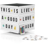 EASYmaxx LED-Leuchtkasten Light Box - Für individuelle Textbotschaften | Mega-Set mit 150 bunten Emojis und 173 Buchstaben, Zahlen und Symbolen [Würfel]