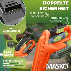 Masko Akku-Rasentrimmer inkl. 1 x 2,0 Ah mit Ladegerät