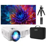 Staratlas Beamer, 9500L Bluetooth Mini Projektor 4K Unterstützt, Full HD 1080P Heimkino Beamer für Phone Tablette, Video Beamer Projector mit HDMI/USB/TV Stick (Stativ Handtasche Inklusive) (Weiß)