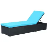Sonnenliege mit Auflage Poly Rattan Schwarz
