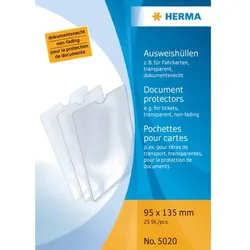 HERMA Ausweishülle 95 x 135mm transparent, für Fahrkarten und Kundenausweise, Packung à 25 Stück