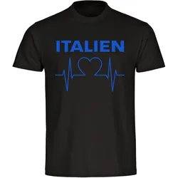 multifanshop Kinder T-Shirt - Italien - Herzschlag - Druck blau - Kind