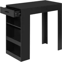 Woltu Bartisch Schwarz, 2 Fächer, 1 Schubladen, Rechteckig, eckig,