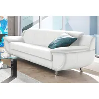 TRENDMANUFAKTUR 3-Sitzer »Rondo, Breite 207 cm, breite Armlehnen, Füße chromfarben«, Big-Sofa wahlweise mit Federkern, in verschiedenen Bezügen bestellbar, weiß