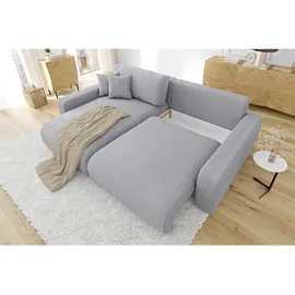 s-style möbel Ecksofa mit Schlaffunktion und Bettkasten in Cord-Stoff schöner Sitzkomfort, Ottomane links oder rechts bestellbar, mit Wellenfederung - Couches, Wohnlandschaften, Ecksofas