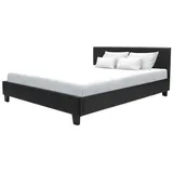 Erwachsenenbett 160 x 200 cm - Schwarze Imitation - Boxspring inklusive - KANSAS - Schwarz