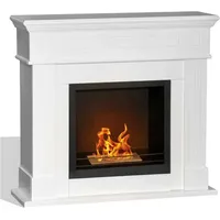Dmora - Bioethanol-Kamin Dstivanell, Ökologischer Kamin, Rauchfreies Feuer, Heizung mit Ethanol, Made in Italy, 110x37 h102 cm, Weiß
