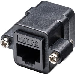 Goobay RJ45 Modularkupplung/Verbinder mit Montageflansch, CAT 5e - 2x RJ45-Buchse (8P8C)