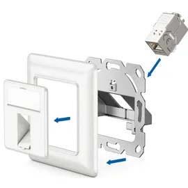 deleyCON 4x CAT6a keystone Netzwerkdosen Set Unterputz 4x Netzwerkdose STP Geschirmt Metall Gehäuse RJ45 Jack