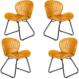 Casa Moro Polsterstuhl Esszimmerstuhl Leder Cognac Braun (Schicker Lederstuhl Schalenstuhl in Mid-Century Industrie Chic), Echtleder Stuhl auch 2er, 4er & 6er Set Esszimmerstühle braun