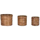 fijalo Home ESPRIT Blumentopf-Set, Braun, Metall, tropisches Rattan, 31 x 31 x 27 cm