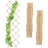 Relaxdays Rankgitter ausziehbar, 3er Set, Rankhilfe Kletterpflanzen, 180x60 cm, Garten, Balkon - Terrasse, Holz, natur