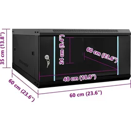 vidaXL Netzwerkschrank mit Speicher Schwarz 60 x 60 x 35 cm Stahl